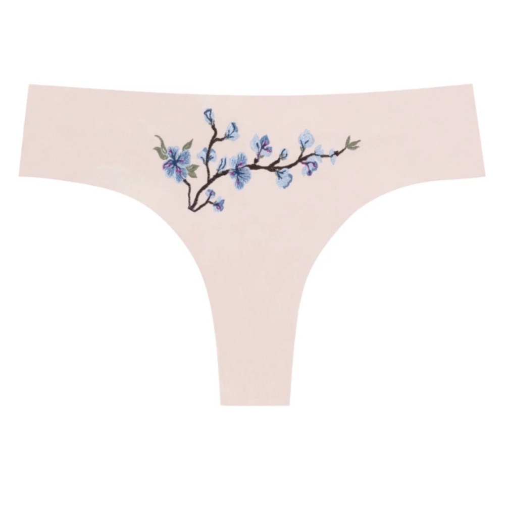 NWT Uwila Warrior Soft Seamless Embroidered Thong - Rose quartz